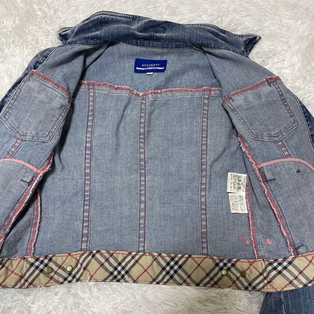 BURBERRY BLUELABEL ノバチェック デニムジャケット 刺繍 40