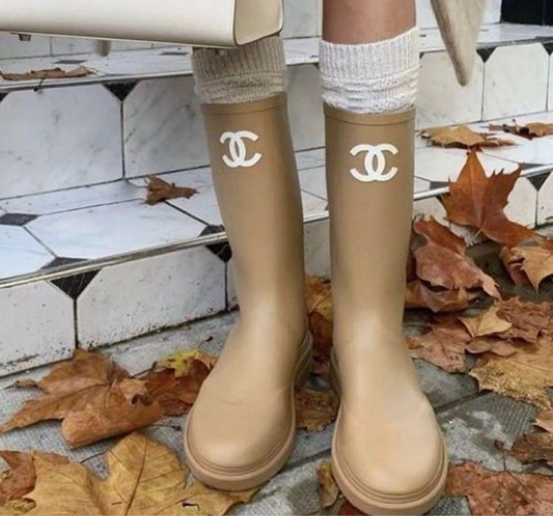 CHANEL レインブーツ 37 ベージュ　 2025/26秋冬モデル