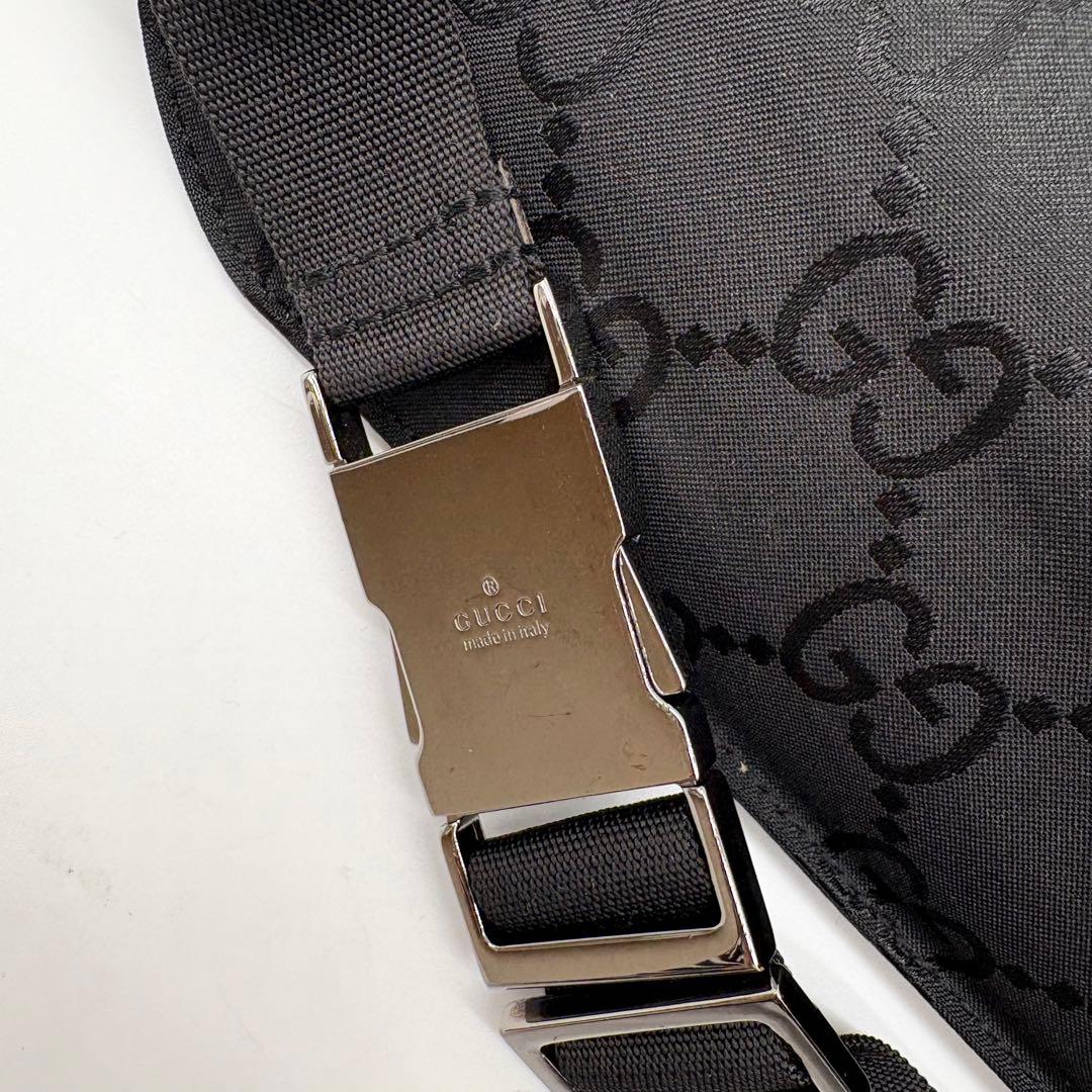 【使用感少】GUCCI グッチ ナイロン GG ウエストバッグ ブラック