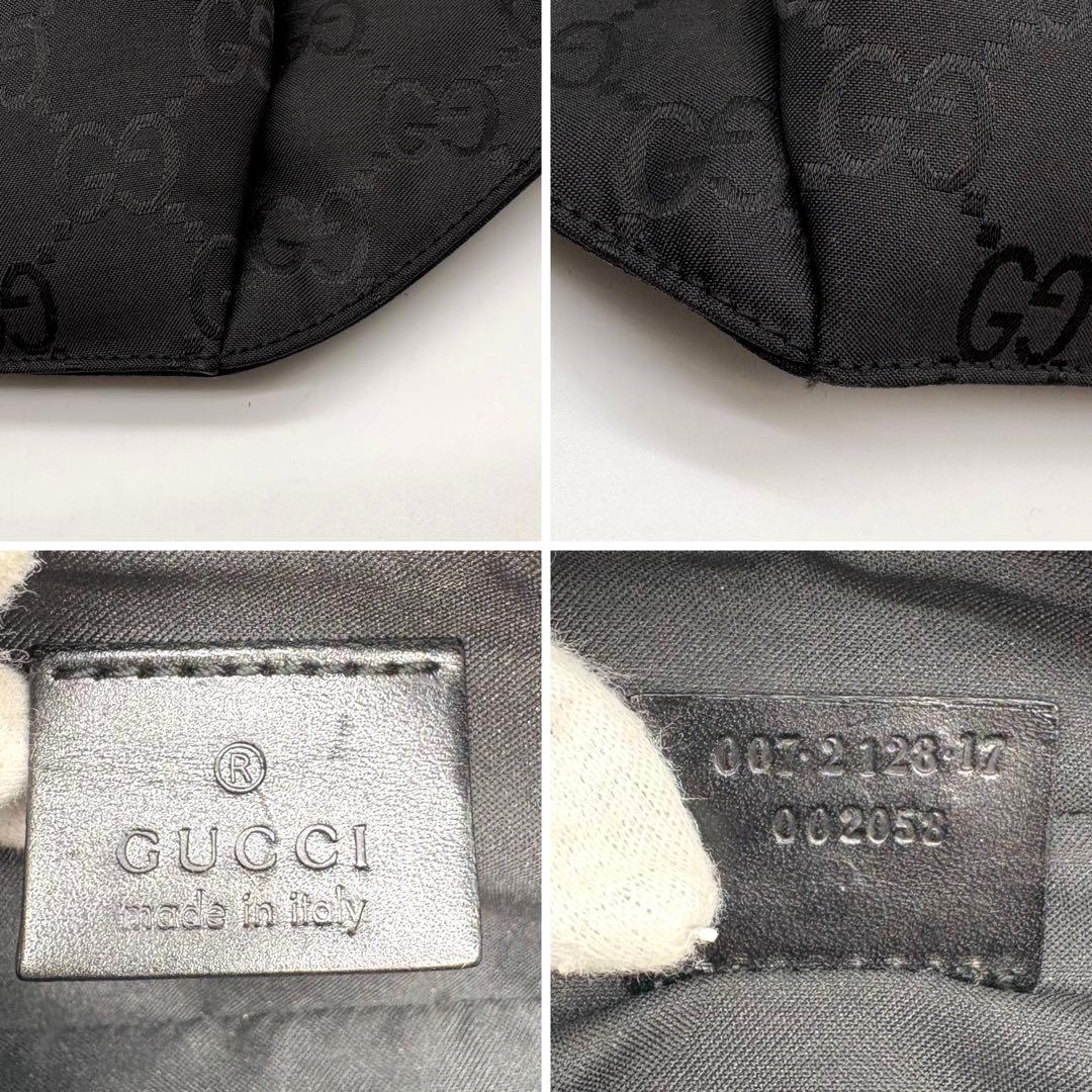 【使用感少】GUCCI グッチ ナイロン GG ウエストバッグ ブラック