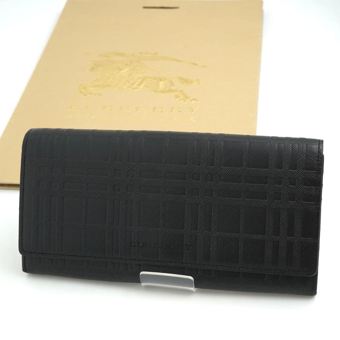 ✨新品未使用✨　Burberry 長財布　エンボスチェック　ノバチェック　黒色