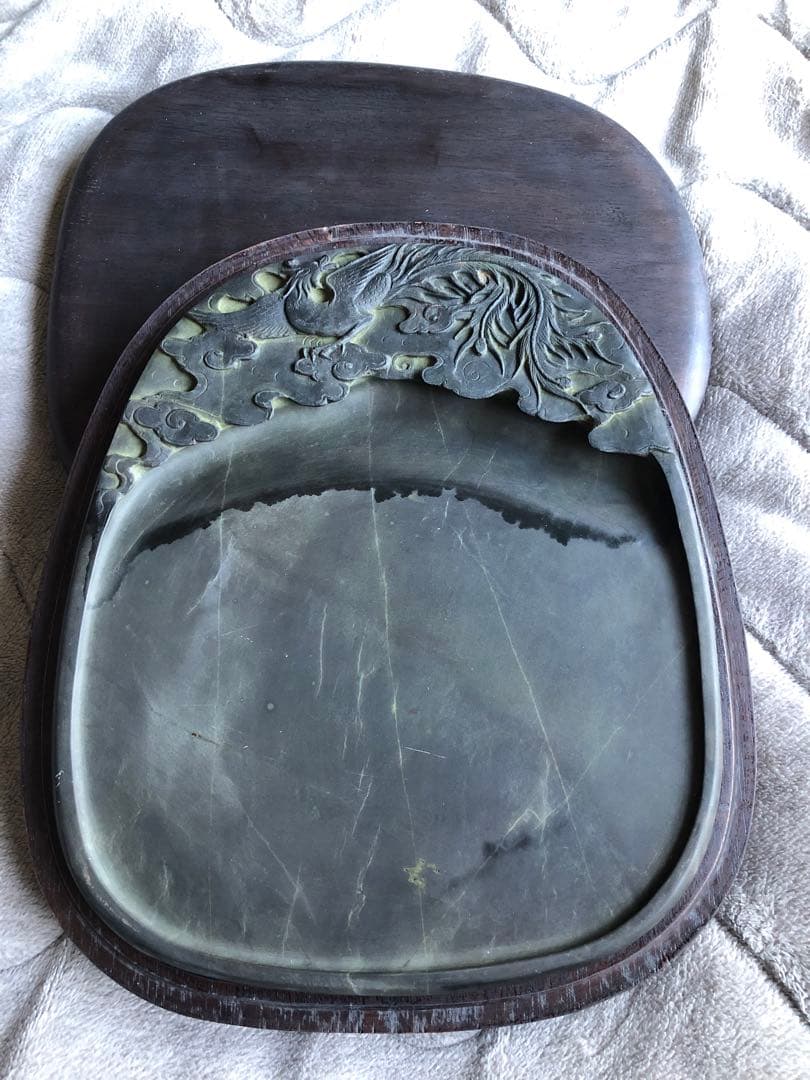 端渓硯 ◆老坑水巖・魚脳砕凍・胭脂暈・金綫の極美石◆坑仔巖旧坑◆唐木箱◆9.5吋