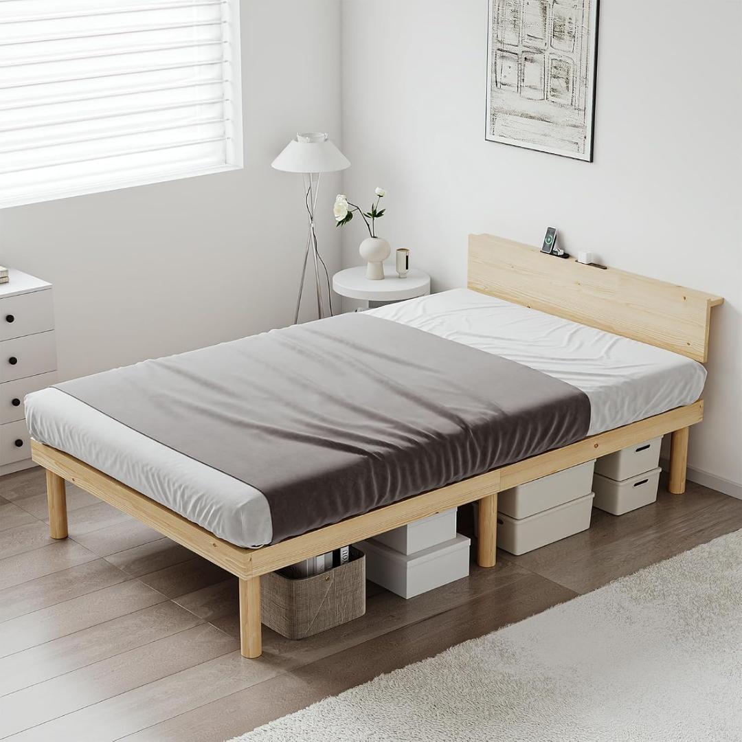 ベッド ベッドフレーム シングル 宮棚 2口コンセント