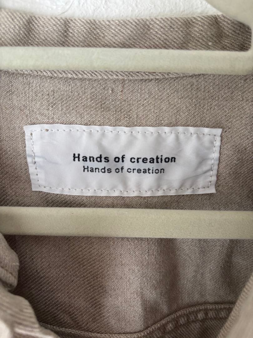 ハンズオブクリエイション 麻リネンデニム ノーカラージャケット Gジャン 麻色