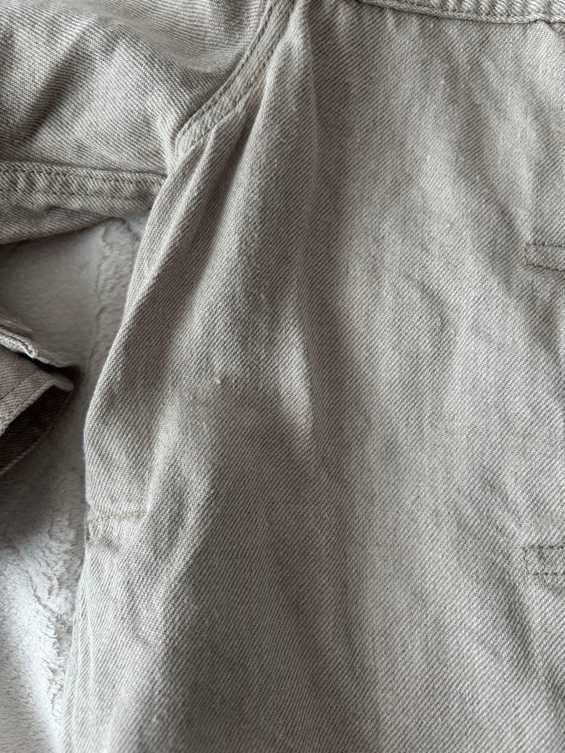 ハンズオブクリエイション 麻リネンデニム ノーカラージャケット Gジャン 麻色