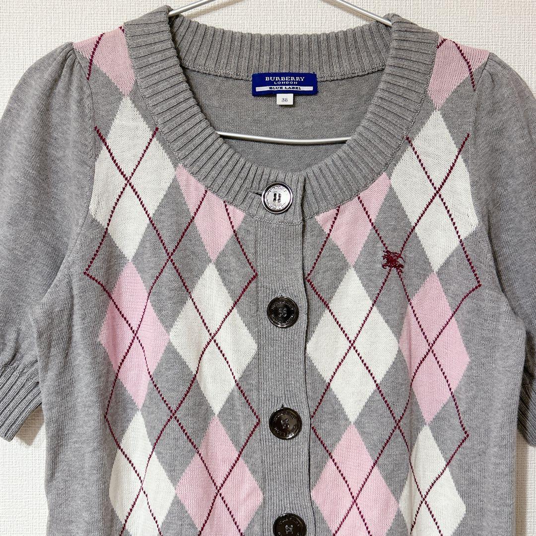 バーバリーブルーレーベル　 ワンピース　チュニック　ニット　半袖 アーガイル