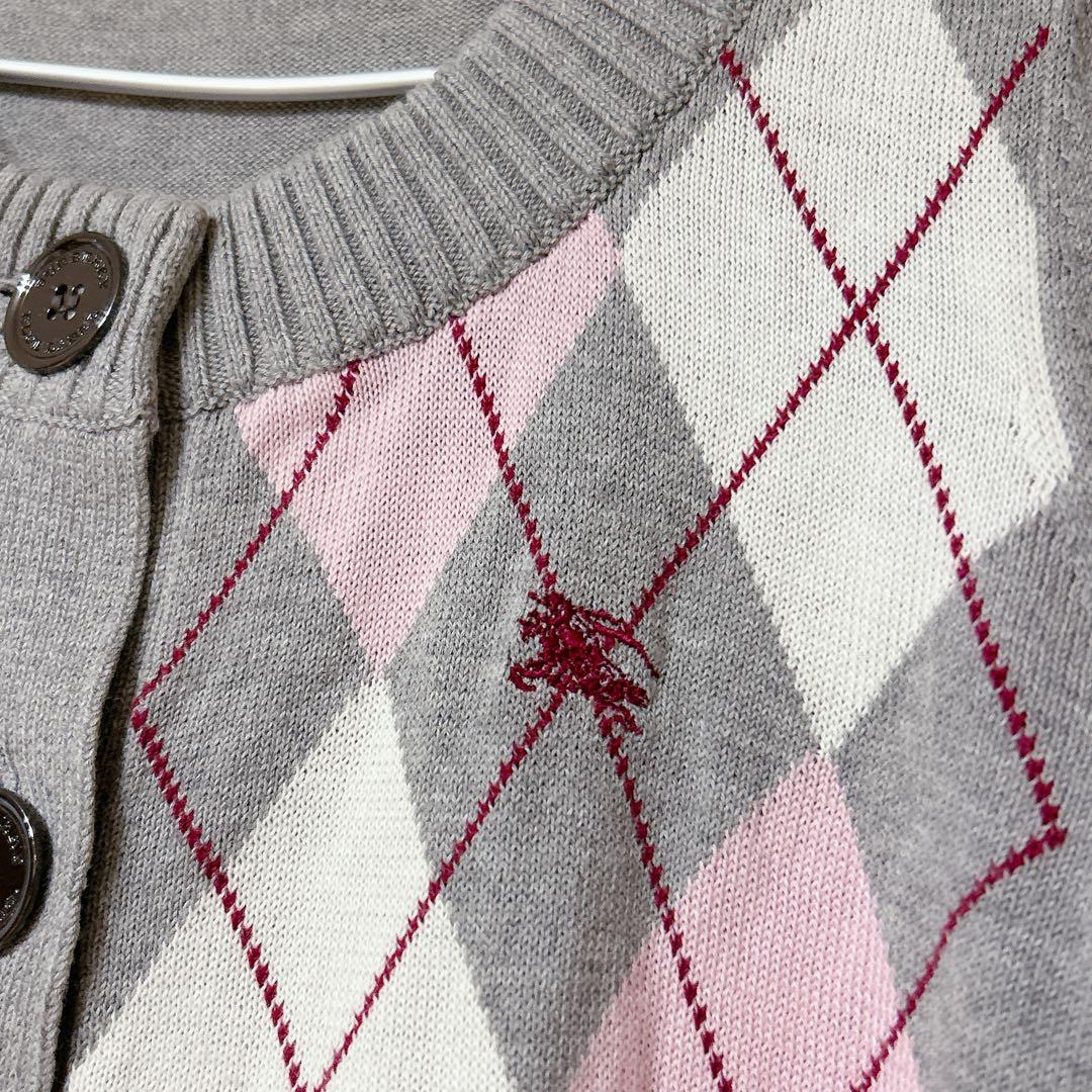 バーバリーブルーレーベル　 ワンピース　チュニック　ニット　半袖 アーガイル