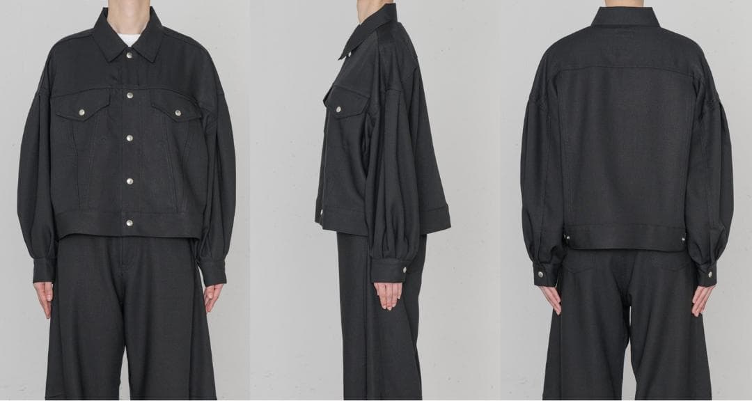 ジャケット・アウター HYKE 25SS OXFORD BALLOON SLEEVE JACKET