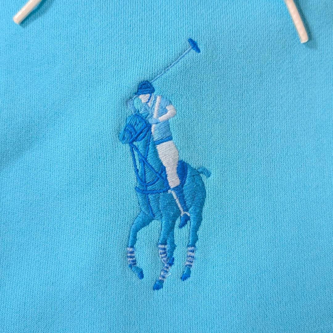 美品★ラルフローレン ビックポニー刺繍 パーカー ターコイズブルー XS