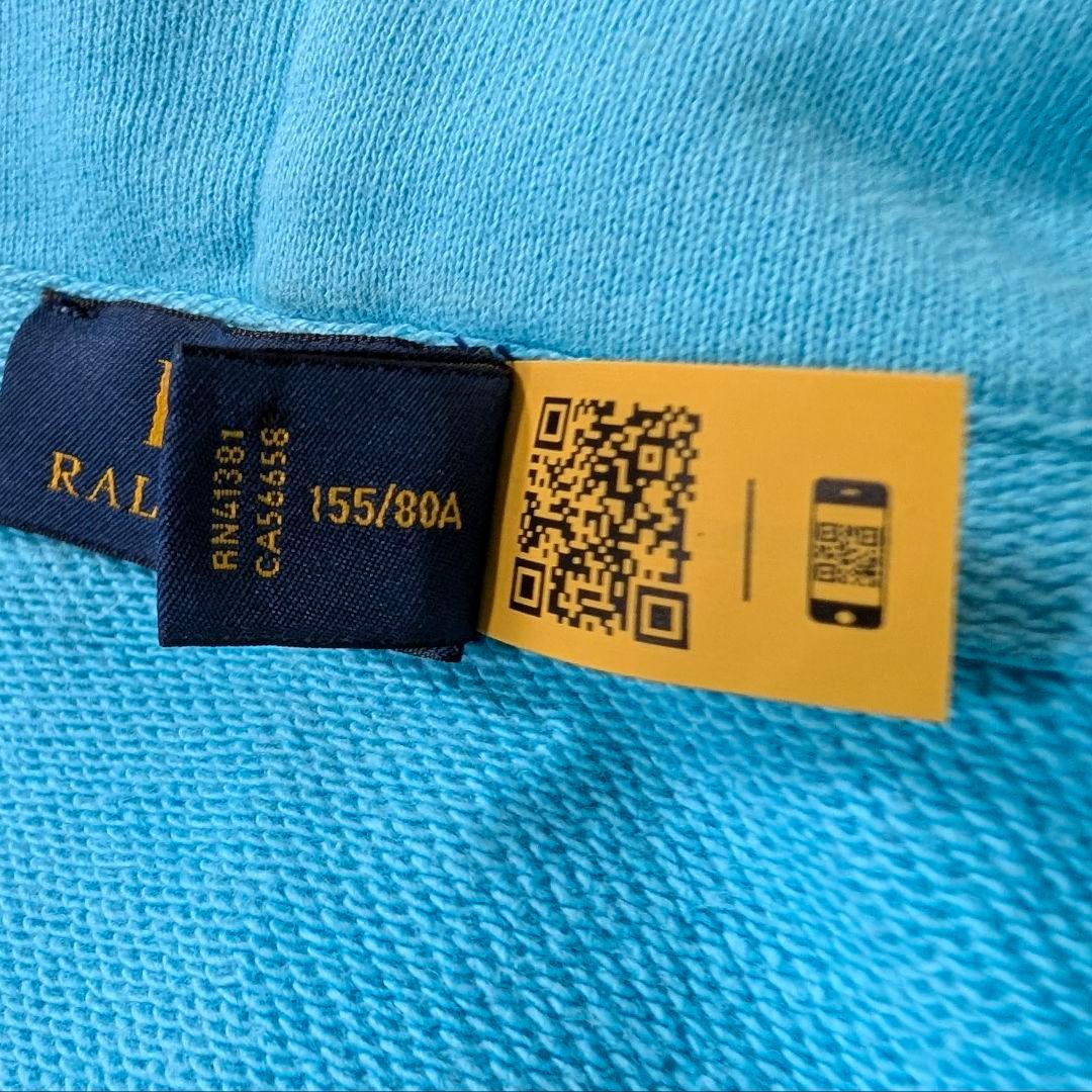 美品★ラルフローレン ビックポニー刺繍 パーカー ターコイズブルー XS