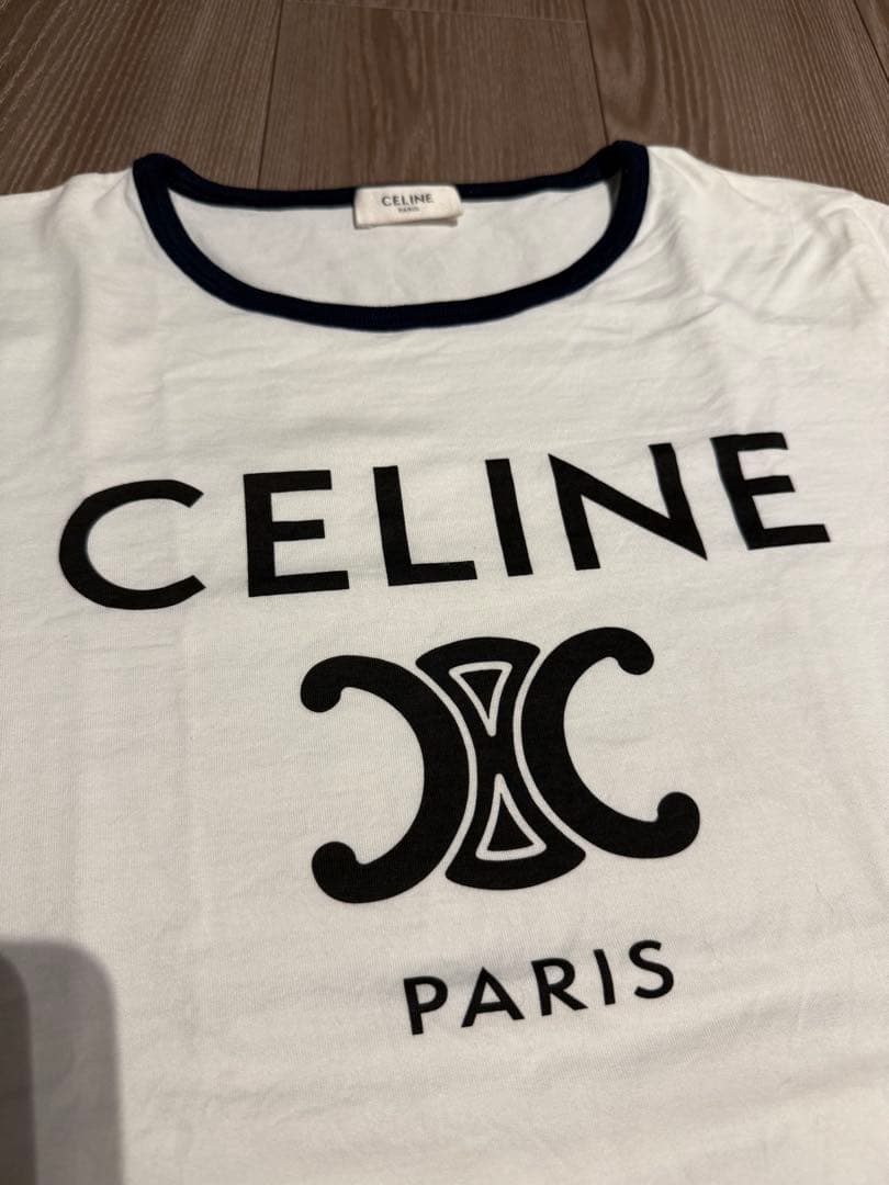 セリーヌ CELINE Tシャツ トリオンフロゴ Mサイズ　ホワイト