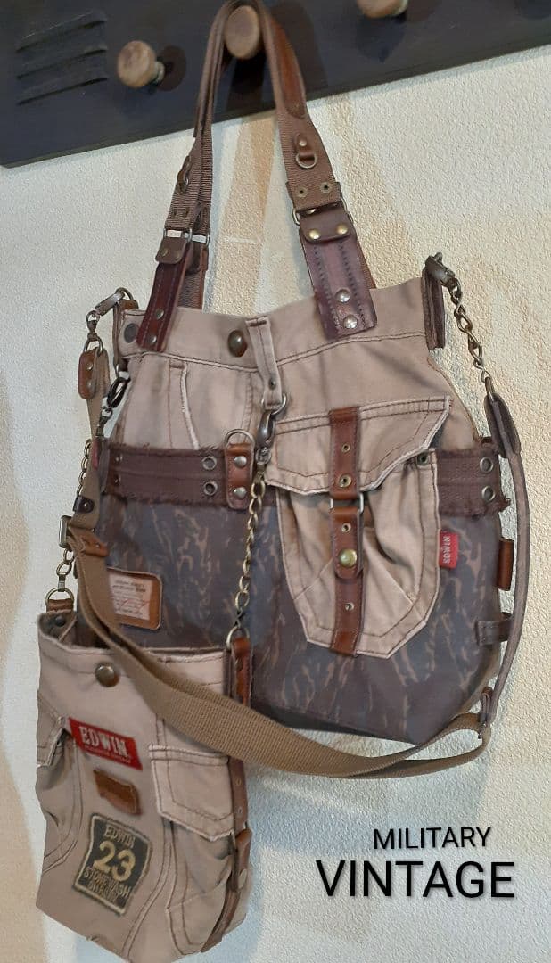デニムリメイク★★★ MILITARY VINTAGE トートショルダー&腰袋付