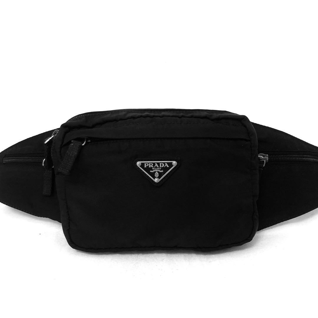 希少　美品　PRADA プラダ　ウエストバッグ　ボディバッグ　ブラック　ナイロン