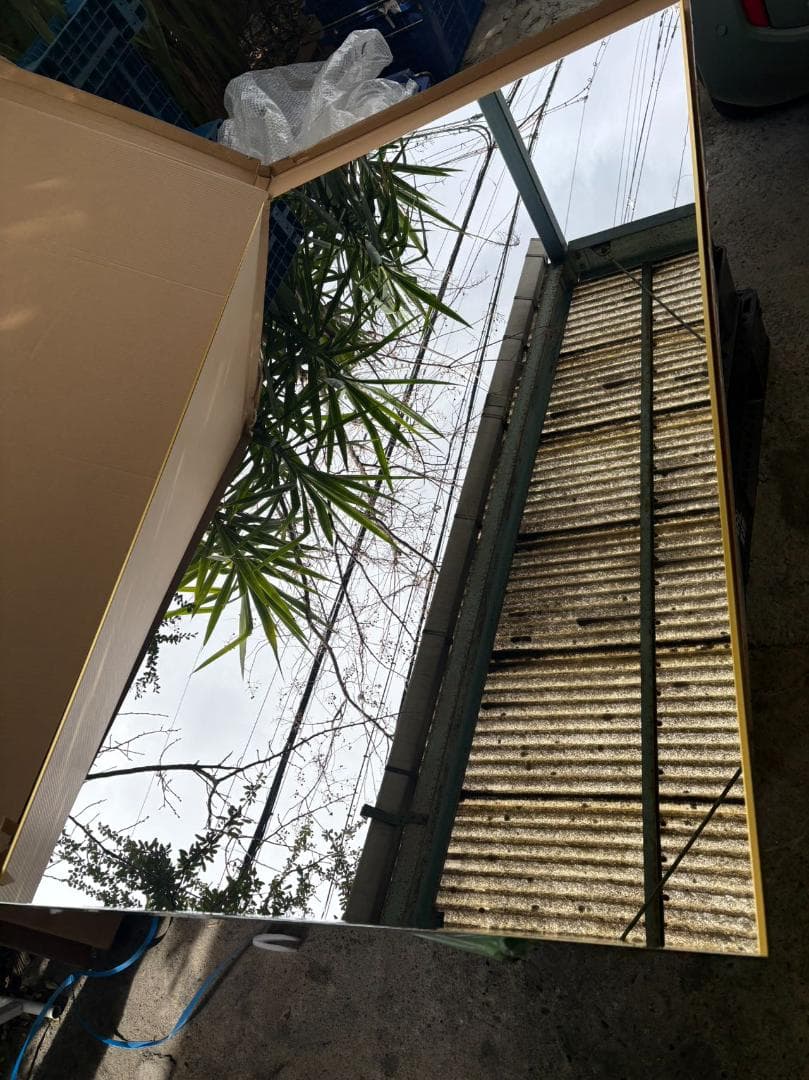 【中古】ダンスミラー 割れない鏡 幅1000x160cm 姿見 金色 15番