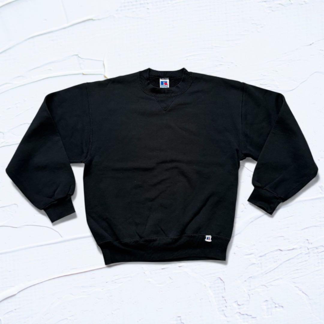 90s RUSSELL ブラック 無地スウェット USA製 サイズM