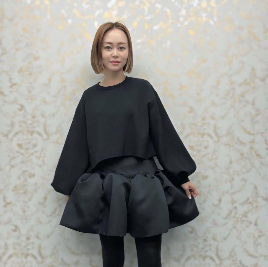 kamiyu 足が細く見えるカボチャパンツ 黒　F