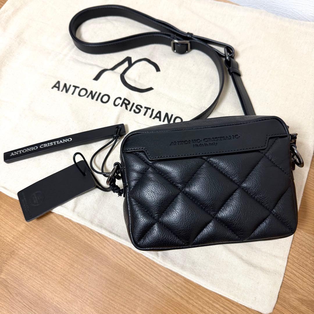 【新品タグ付】ANTONIO CRISTIANO 牛革 ショルダー保存袋付