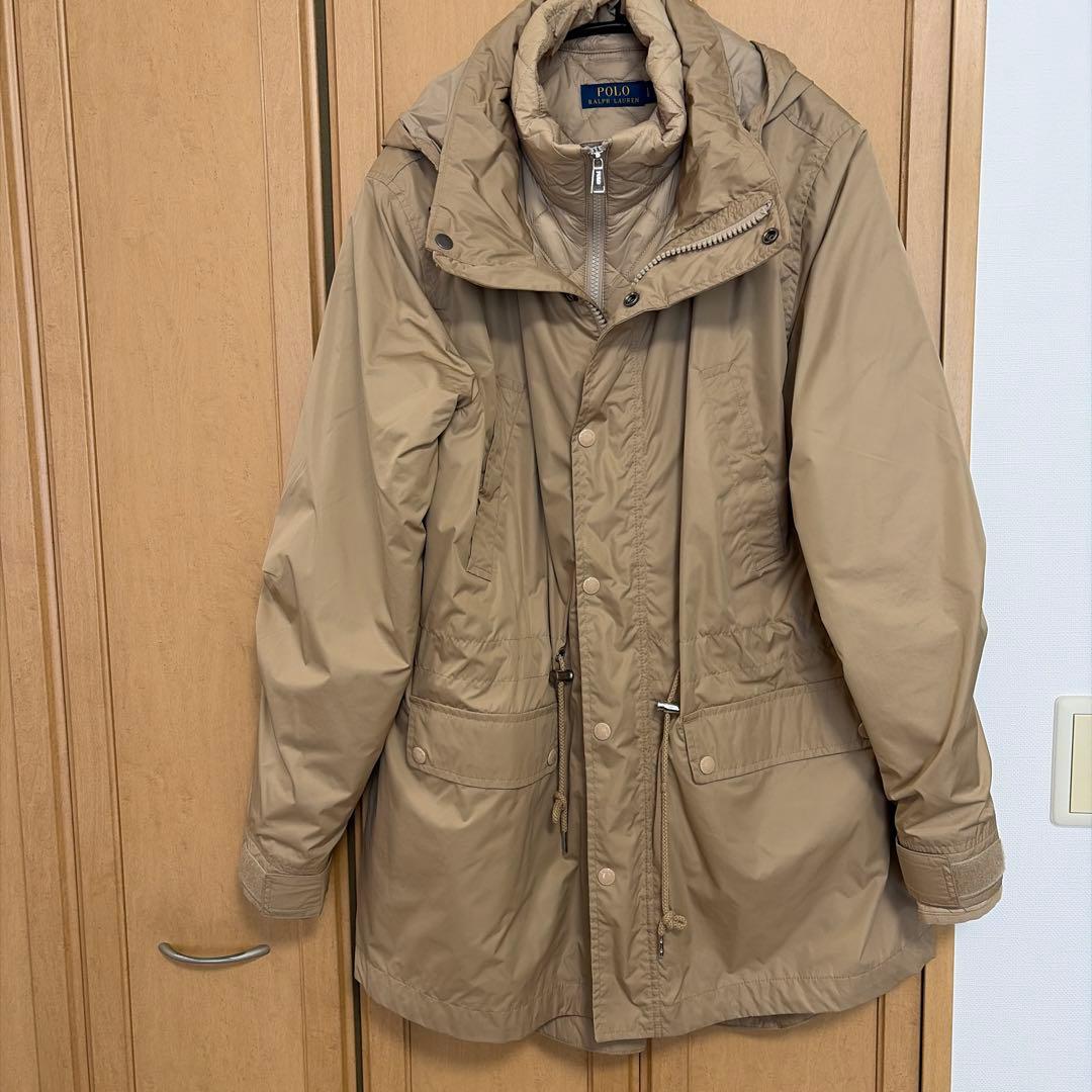 POLO RALPH LAUREN ベージュモッズコートキルティングコート付き