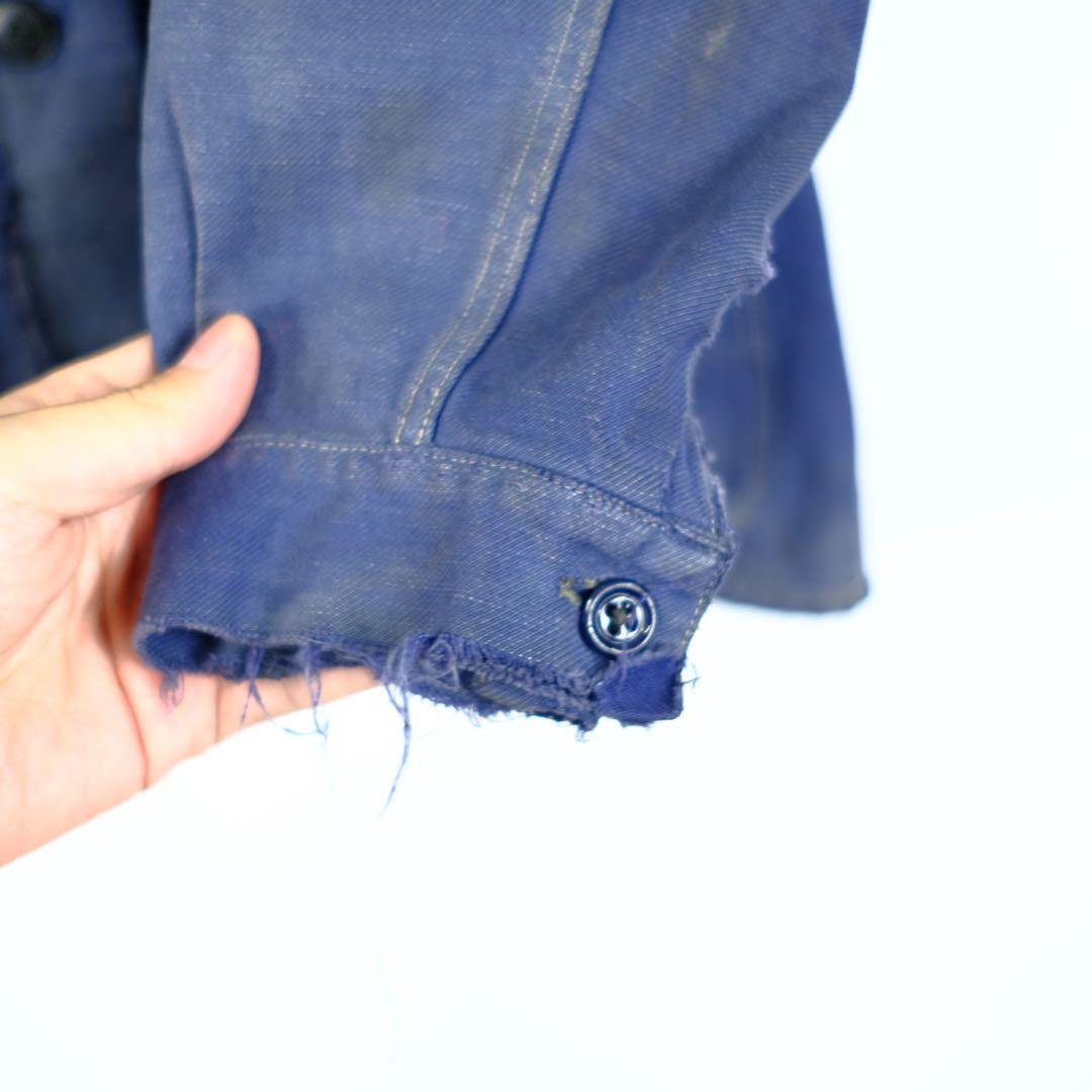 1950s フランス　ビンテージ　ワーク　インディゴコットンジャケット　襤褸