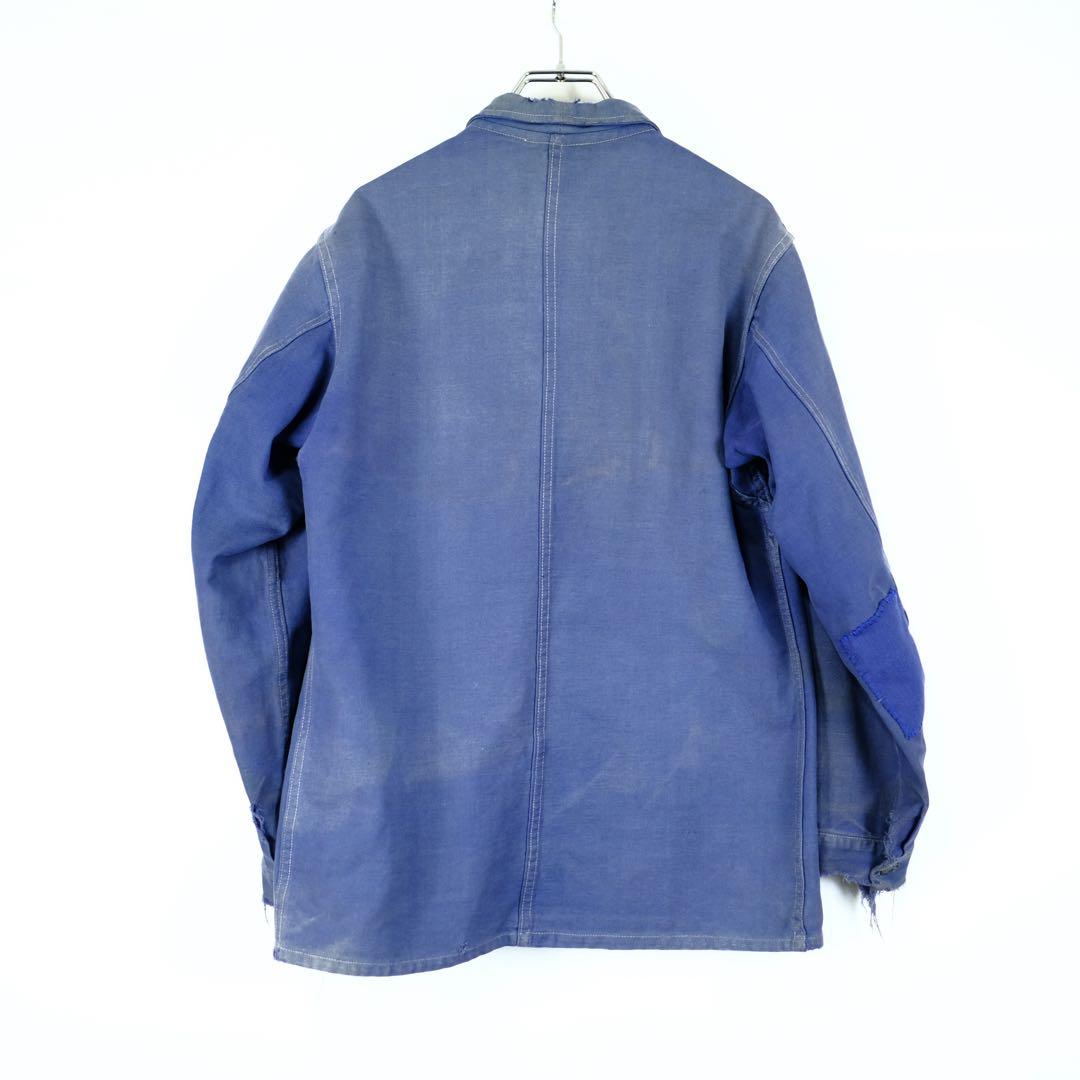 1950s フランス　ビンテージ　ワーク　インディゴコットンジャケット　襤褸