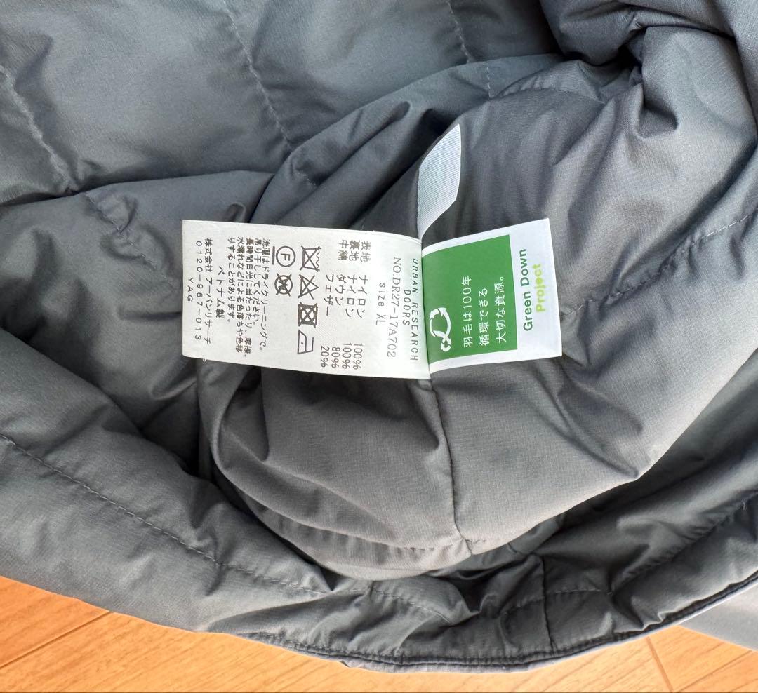 NANGA × UR INNER DOWN グレー XL