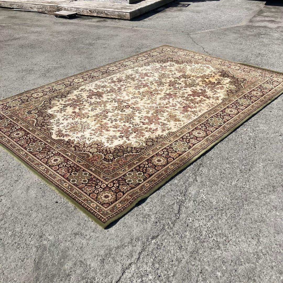 北欧レトロ ナイン ベルギー製 花柄ウールカーペット ペルシャ絨毯 大型絨毯