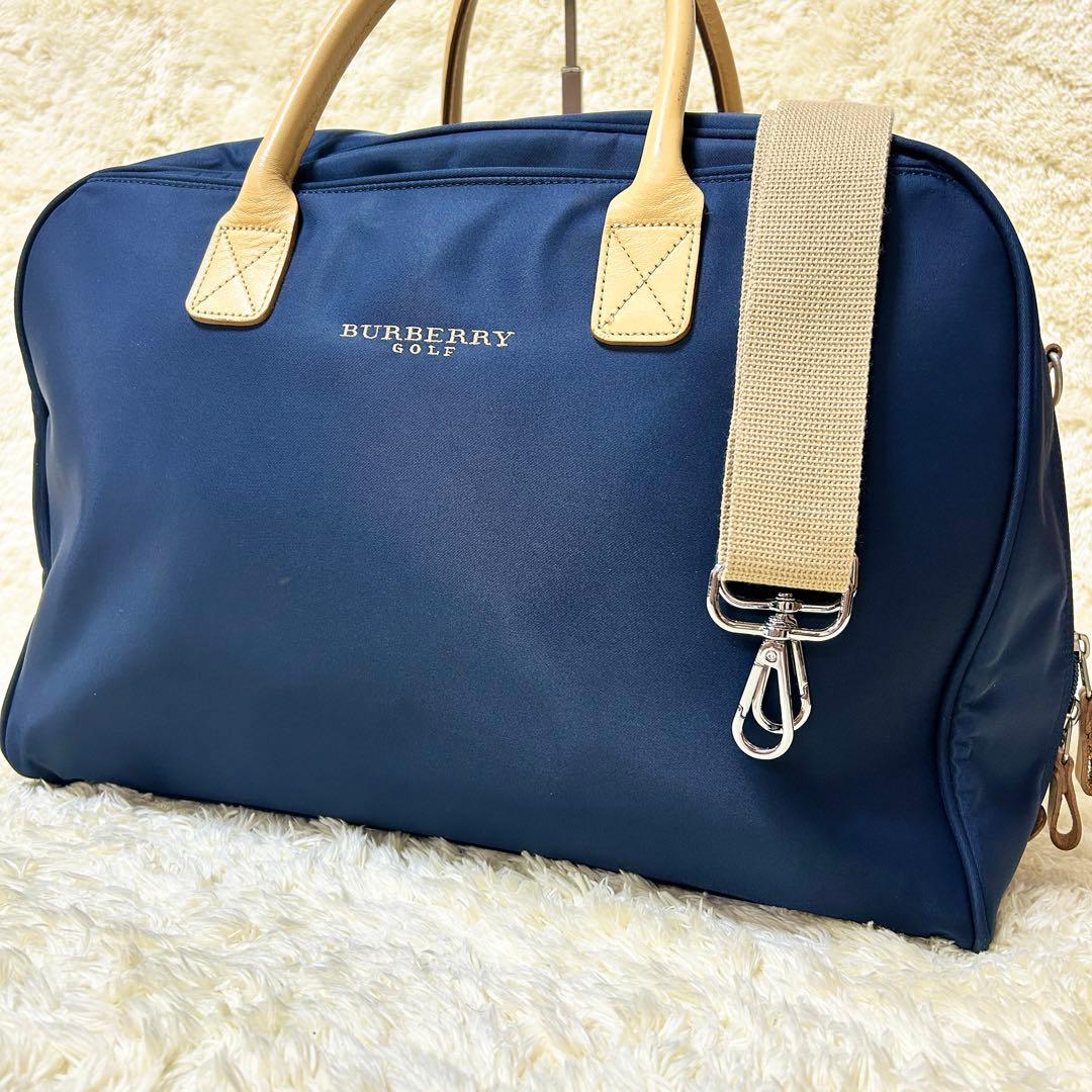 バーバリーゴルフ ボストンバッグ 2way ダッフルバッグ ロゴ刺繍 ネイビー