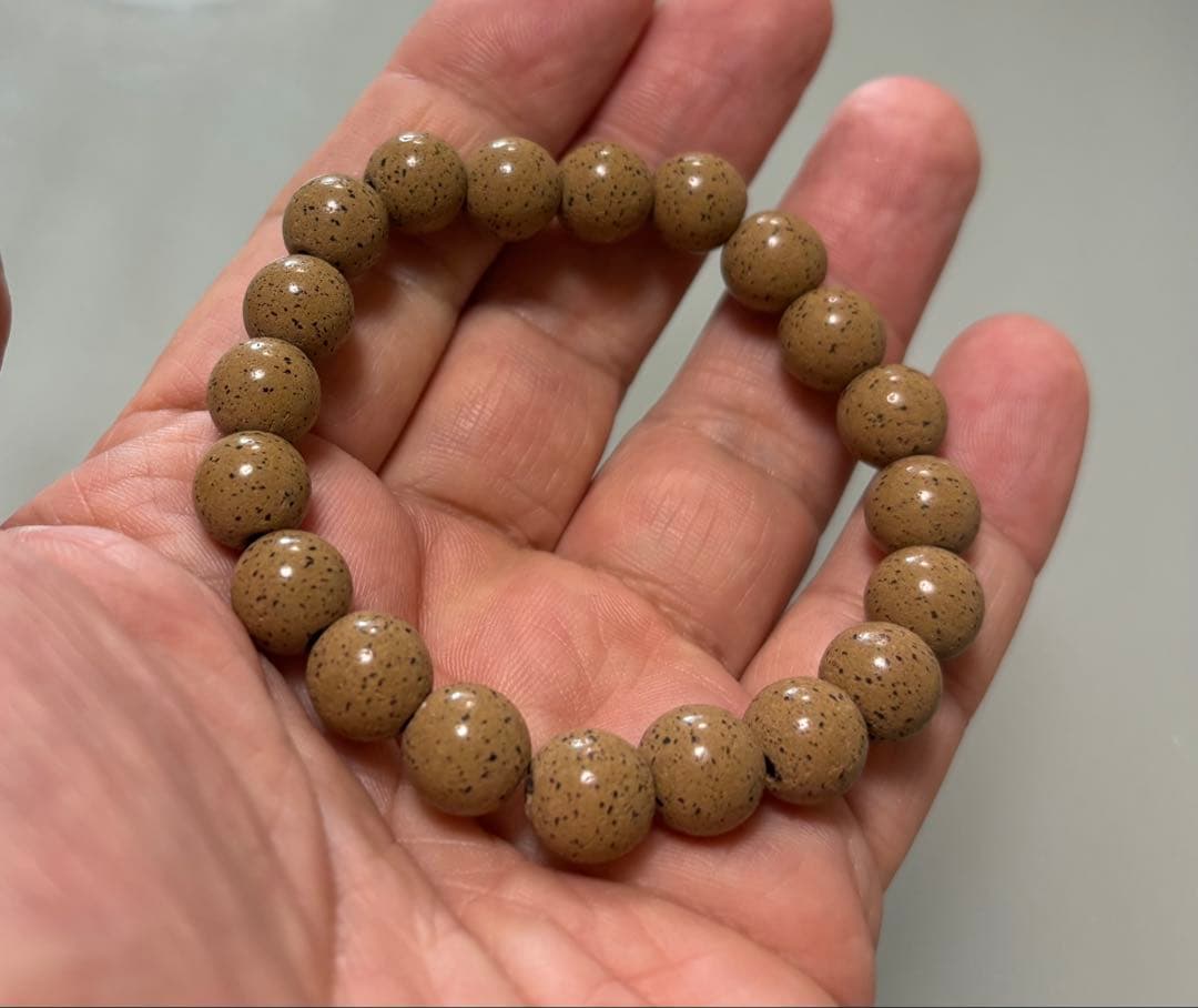 「万病の薬石」北投石 ブレスレット径１９ｃｍ（証明書付き）１０mm珠