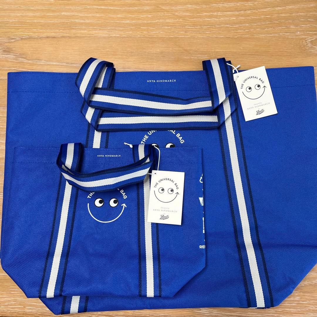 アニヤハインドマーチ コラボバッグ 英国 Bootsブルー エコバッグセット