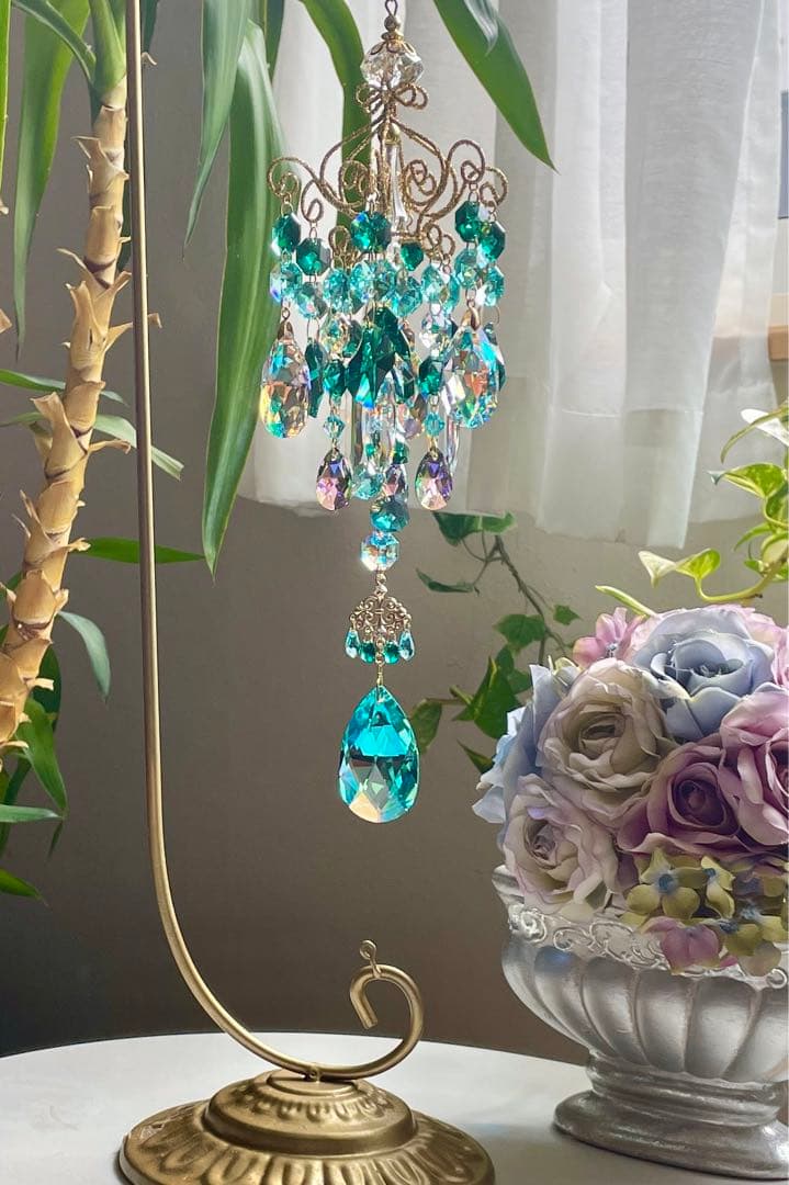 サンキャッチャー スワロフスキー アンティークグリーンB.AB 50mm