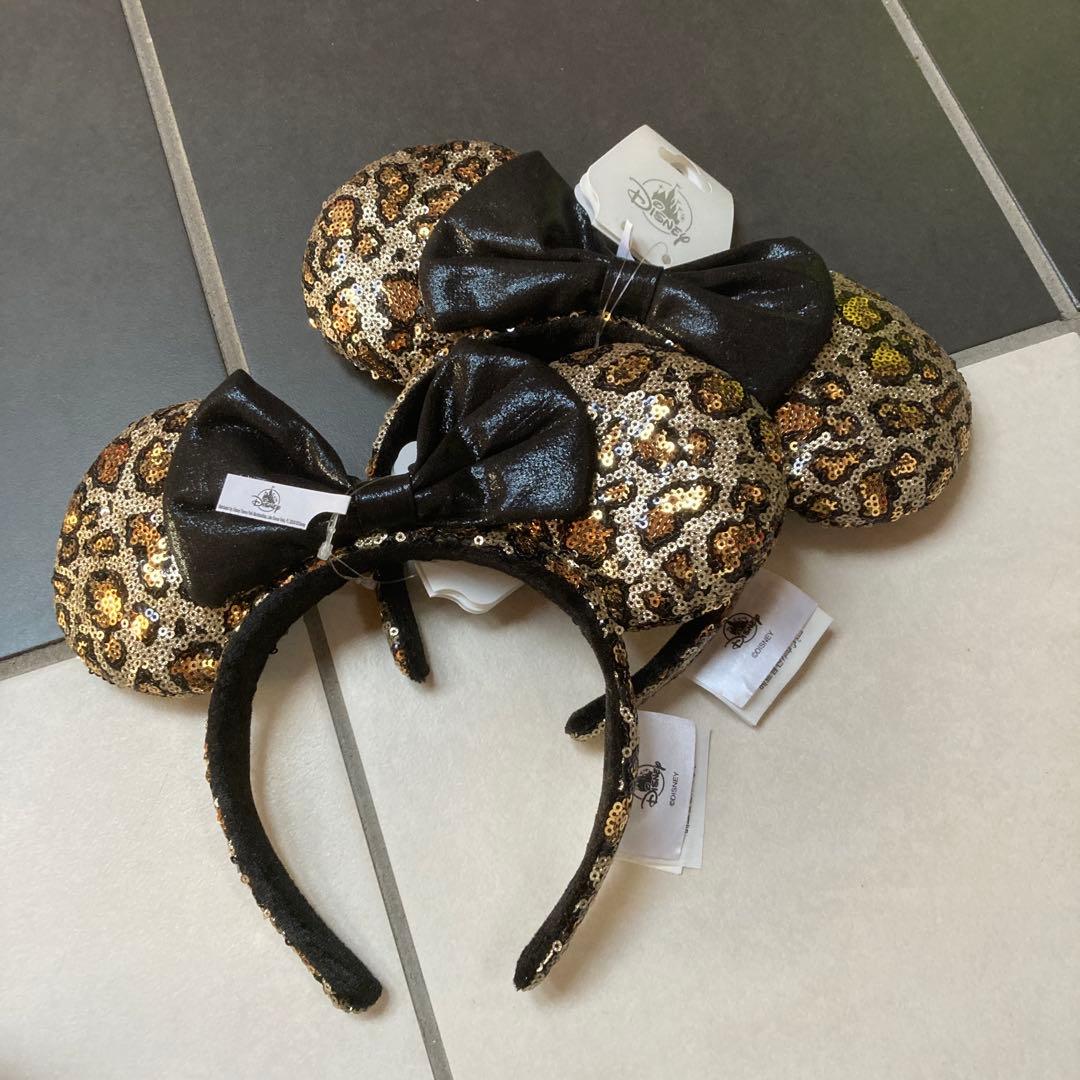 ヒョウ柄　スパンコールカチューシャセット