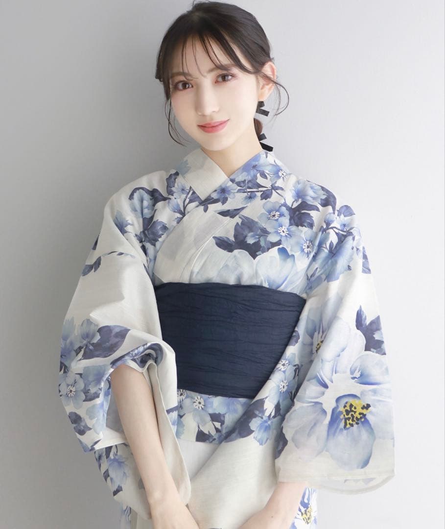 1人で簡単着付け ワンピース 浴衣 2点セット( ワンピース浴衣 + 帯 )