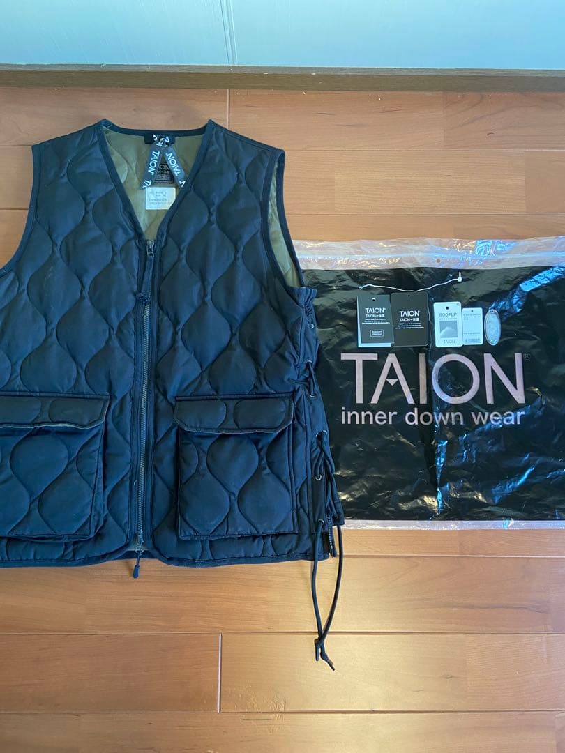 【希少】タイオン ミリタリー VネックWジップレースアップ ダウンベストXL