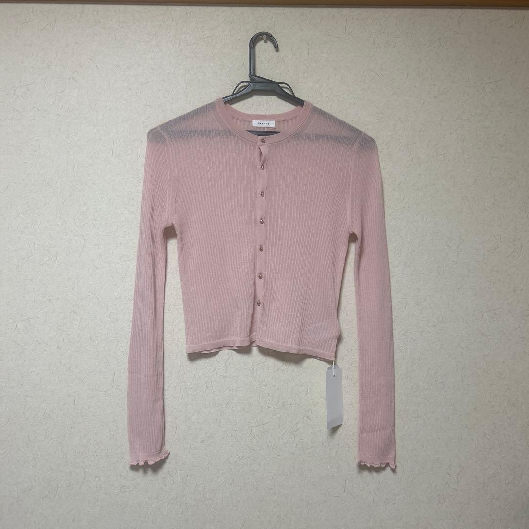 【フレイアイディー】シルクコットンシアーリブカーデ