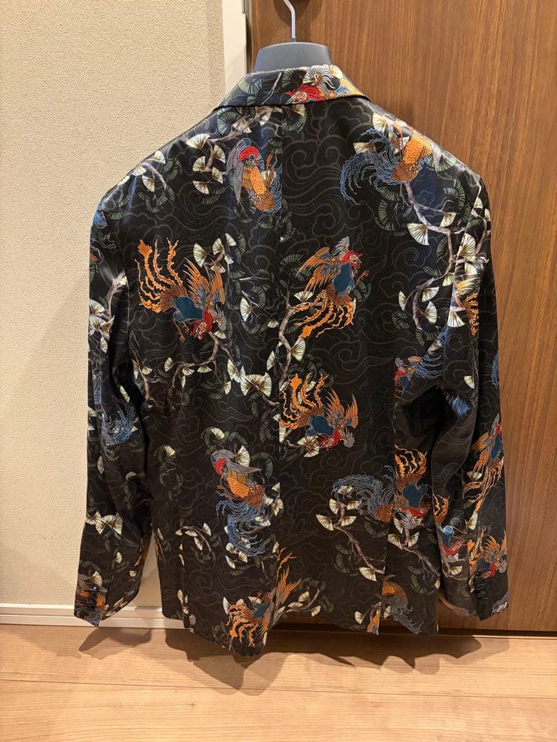 【希少】ZARA MAN サテン　タキシード　テーラード　ジャケット 総柄 50