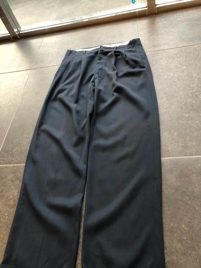 40s 50s 黒に近い青緑 レーヨン ギャバジン スラックス　ヴィンテージ