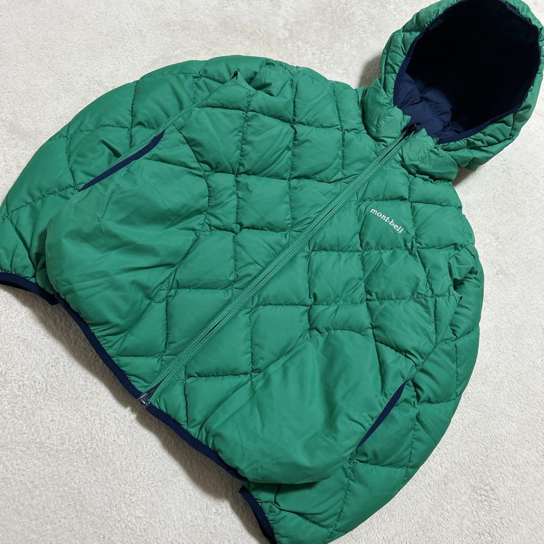 美品 mont-bell リバーシブル ダウンジャケット グリーン　ネイビー