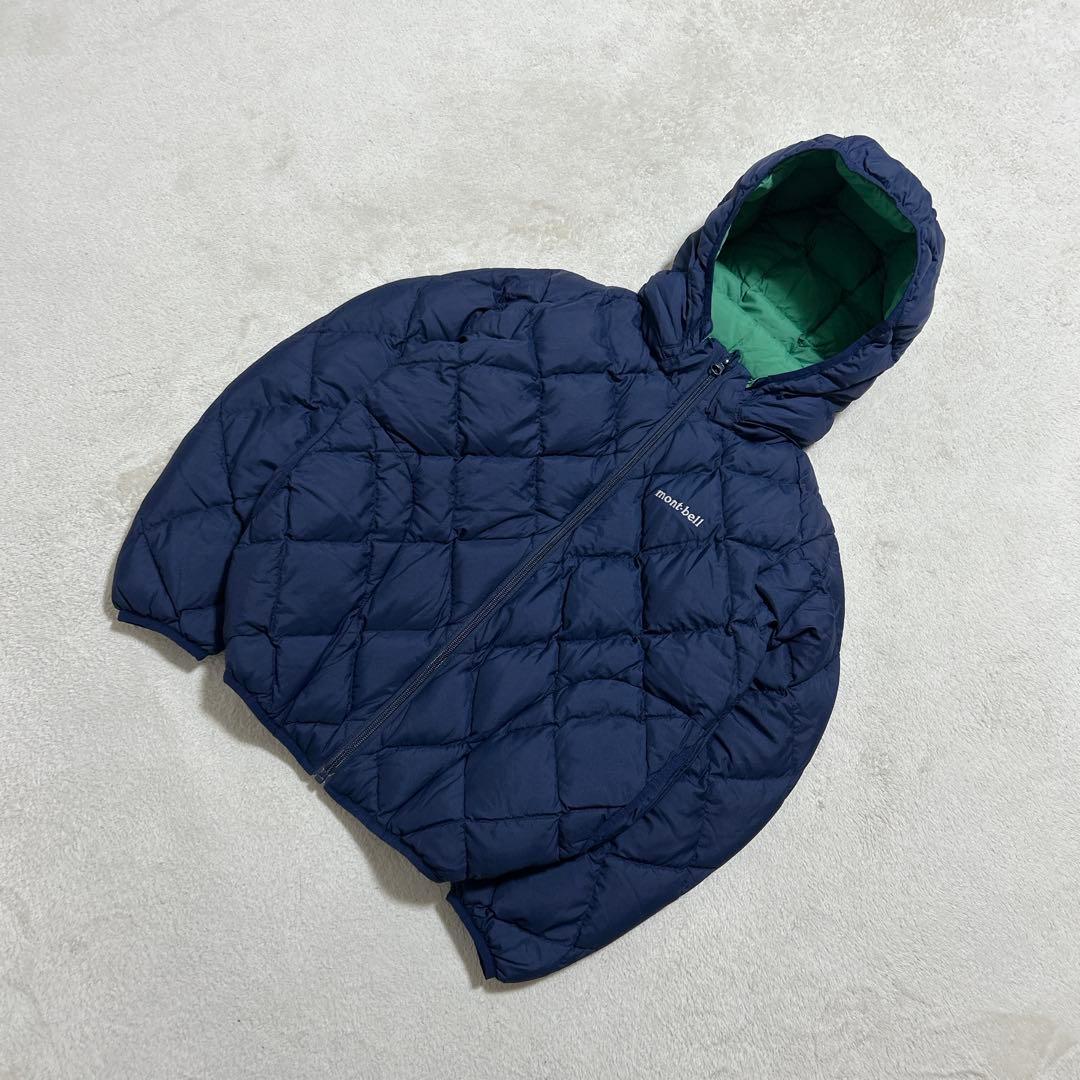 美品 mont-bell リバーシブル ダウンジャケット グリーン　ネイビー