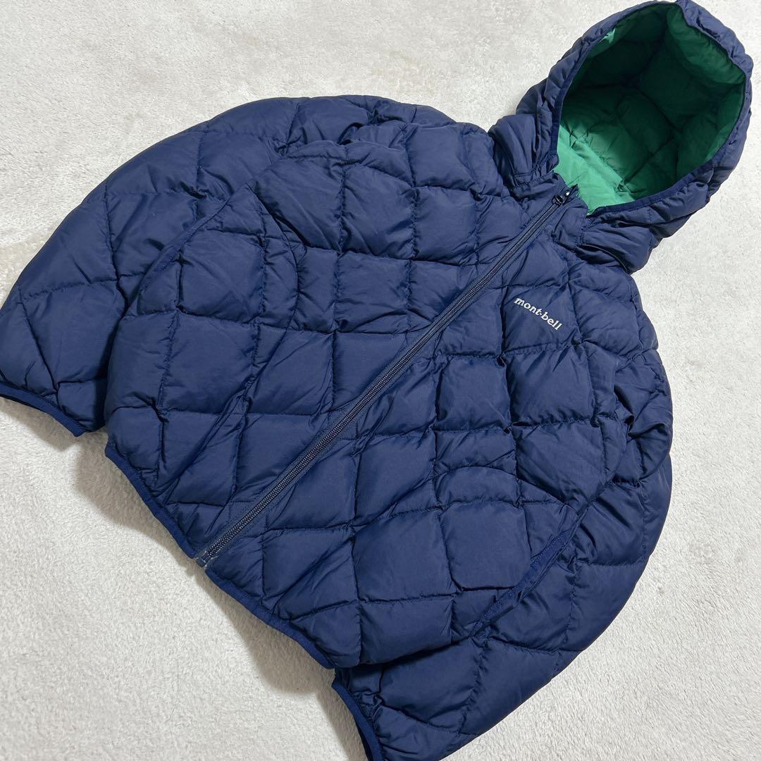 美品 mont-bell リバーシブル ダウンジャケット グリーン　ネイビー
