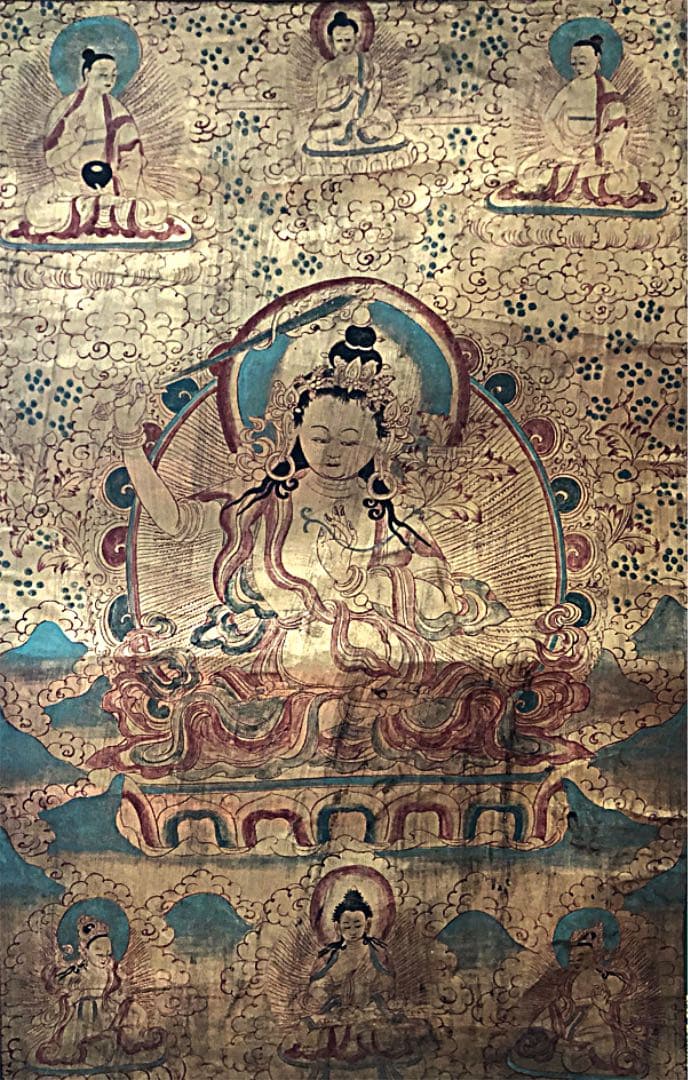 ① 中国 仏教美術 唐物 明代 分院 伝世品 曼荼羅 古玩 タンカ 如来菩薩