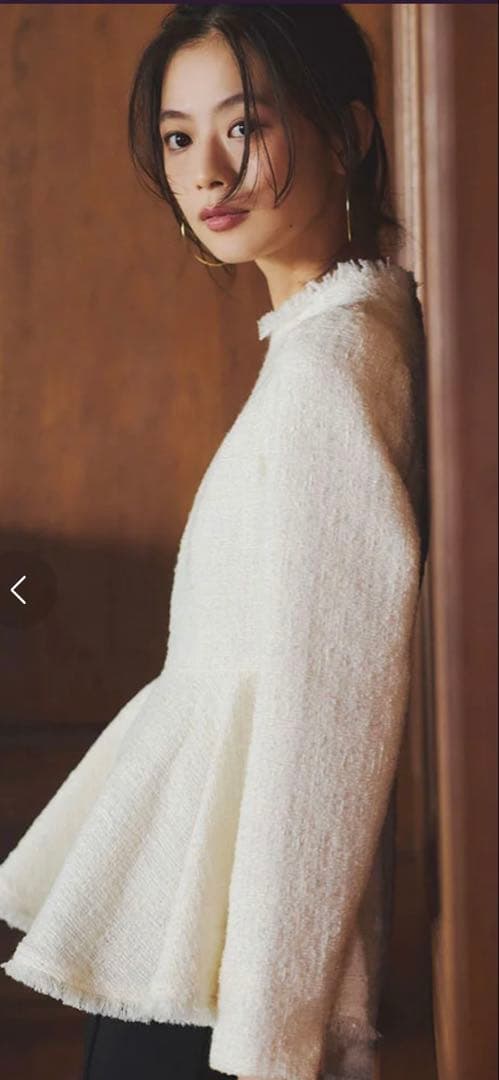 アニュアンス　ツイードペプラムブラウス　ホワイト2