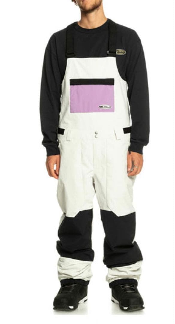 送料無料 新品 QUIKSILVER スノーウェア ビブパンツ L WHT