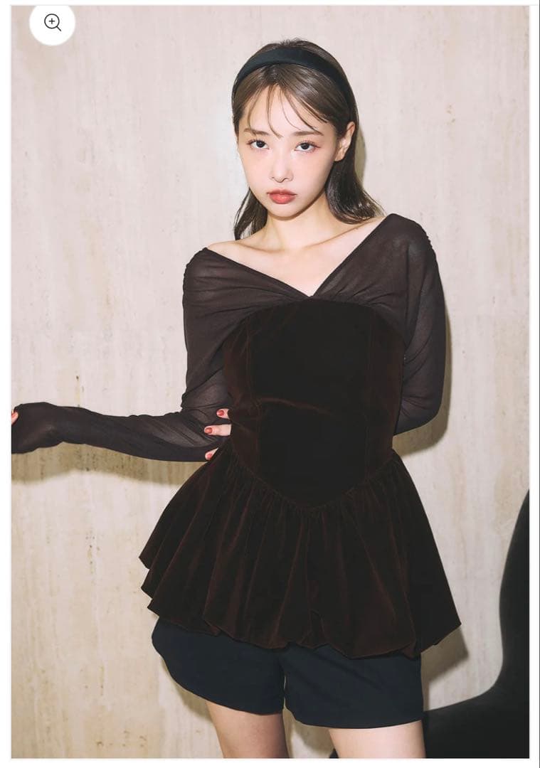 ★新品未使用★美品★poláura ベロアビスチェバルーントップス brown