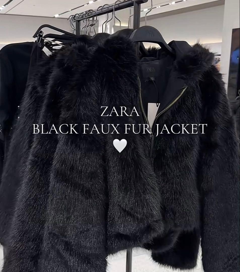 【人気商品】ZARA ブラック フェイクファー ジャケット