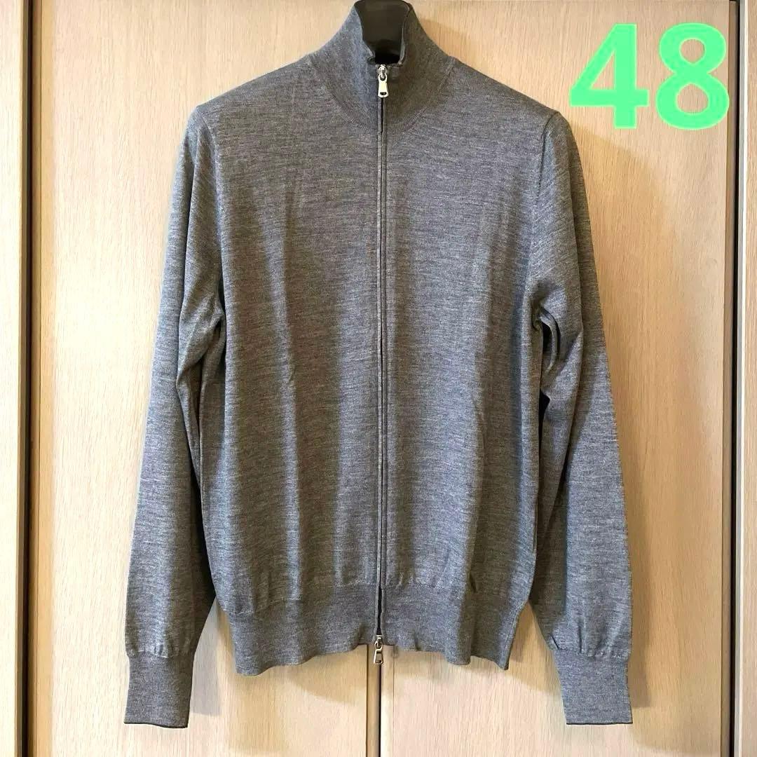 ①ブルネロクチネリ カシミヤシルク ダブルジップカーディガン ドライバーズニット