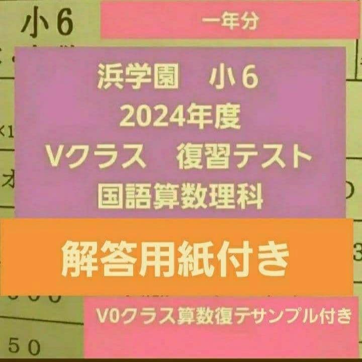 浜学園　解答用紙付　小６ 2024年度　Vクラス　復習テスト　３科　国語算数理科