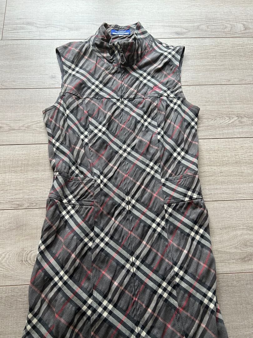 バーバリーブルーレーベル ノバチェック ジップアップワンピース 38 三陽商会