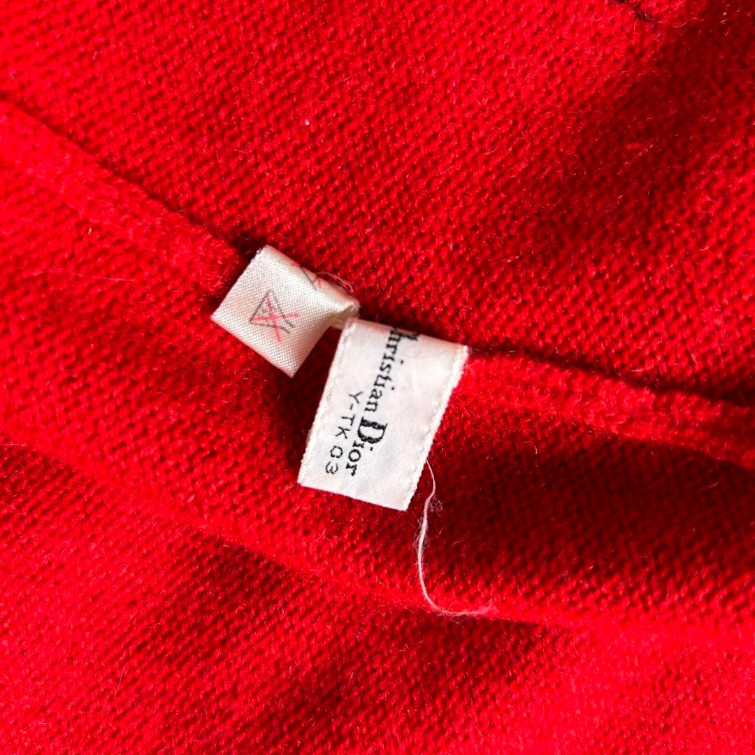 【希少】ディオール ヴィンテージ パール ボタン ウール カーディガン レッド