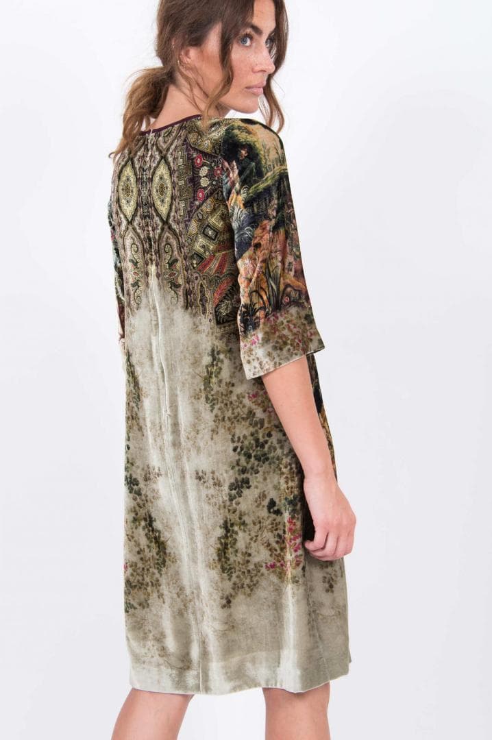 美品 ETRO エトロ 風景柄ワンピース ベルベット調