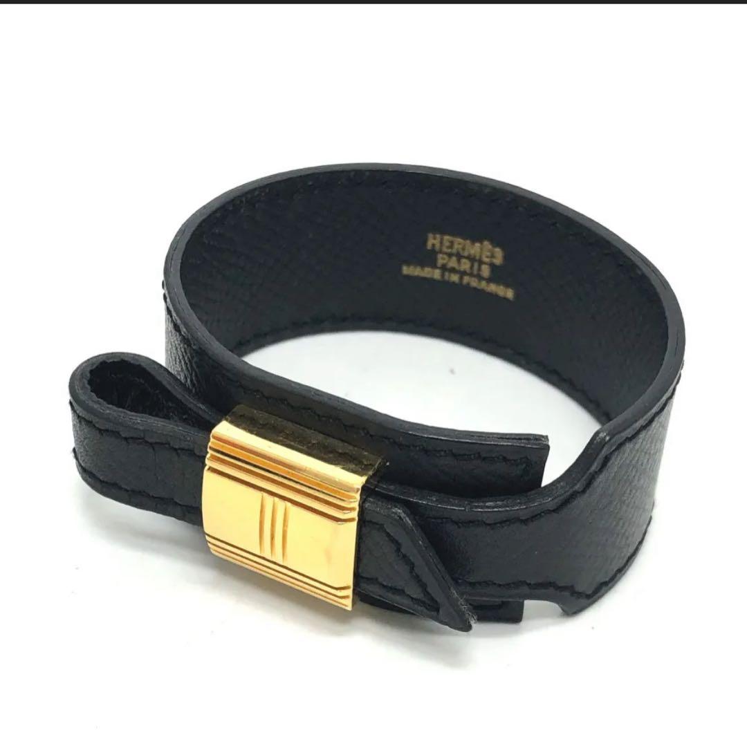 エルメス アルテミス カデナ アクセサリー ブレスレット レザー ブラック
